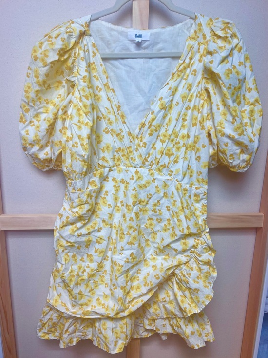 Free People Dresses & Skirts - Free People Yellow Floral Mini Dress Size L